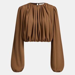 Commense Loose Ruched Puff Sleeve Blouse